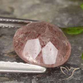 Cuarzo fresa Rosado medio natural de 1.81 ct, Redondo, Translúcido
