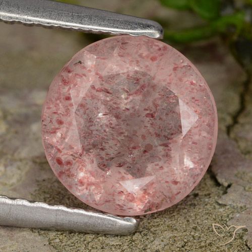 1.51ct Natural Rosado claro Cuarzo fresa, Redondo, Translúcido