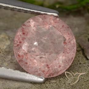 Cuarzo fresa Rosado claro natural de 1.51 ct, Redondo, Translúcido