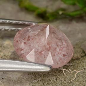 Cuarzo fresa Rosado claro natural de 1.51 ct, Redondo, Translúcido