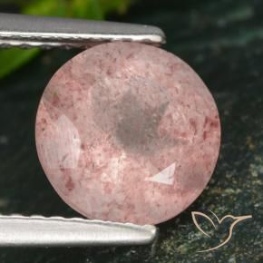 Cuarzo fresa Rosado claro natural de 1.83 ct, Redondo, Translúcido