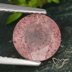 Cuarzo fresa Rosado medio natural de 2.10 ct, Redondo, Translúcido