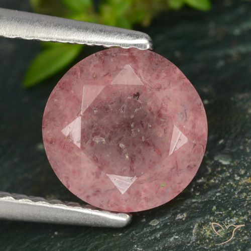 1.74ct Natural Tono rosado Cuarzo fresa, Redondo, Translúcido