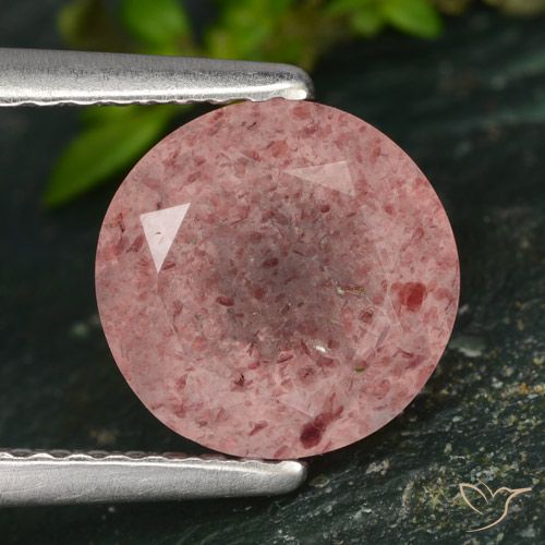 2.16ct Natural Rosado rosa intenso Cuarzo fresa, Redondo, Translúcido