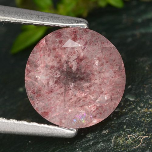 1.96ct Natural Rosa rosado Cuarzo fresa, Redondo, Translúcido