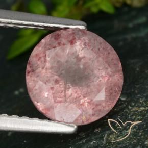 Cuarzo fresa Rosa rosado natural de 1.96 ct, Redondo, Translúcido