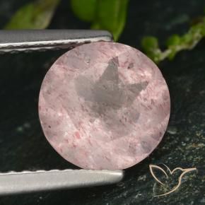 Cuarzo fresa Rosado claro natural de 1.78 ct, Redondo, Translúcido