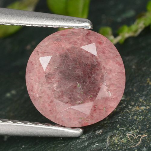 1.77ct Natural Rosa rosado Cuarzo fresa, Redondo, Translúcido