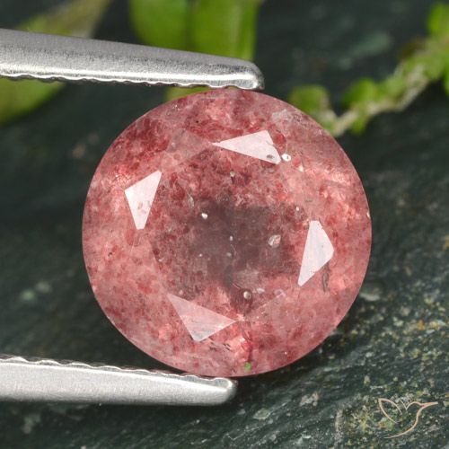 1.77ct Natural Rosa rosado cuarzo fresa, Redondo, Translúcido