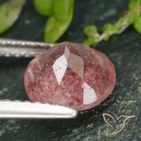Cuarzo fresa Rosa rosado natural de 1.77 ct, Redondo, Translúcido