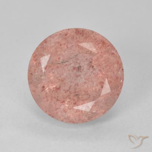 Cuarzo fresa Rosado medio natural de 4.95 ct, Redondo, Translúcido