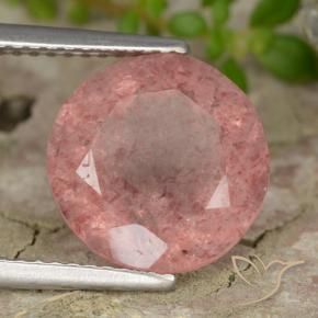 Cuarzo fresa Rosado medio natural de 4.68 ct, Redondo, Translúcido