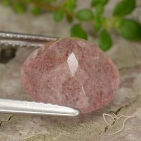 Cuarzo fresa Rosado medio natural de 4.68 ct, Redondo, Translúcido