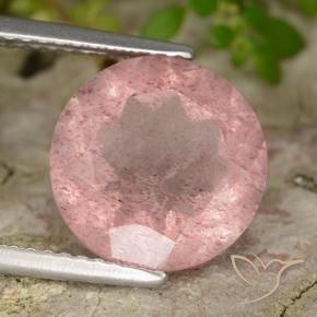 Cuarzo fresa Rosado terroso natural de 4.16 ct, Redondo, Translúcido