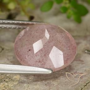 Cuarzo fresa Rosado terroso natural de 4.16 ct, Redondo, Translúcido