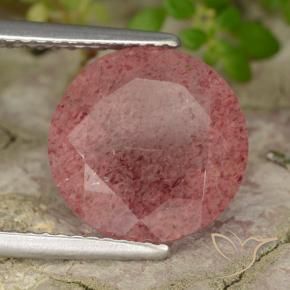 Cuarzo fresa Rosado medio natural de 4.49 ct, Redondo, Translúcido