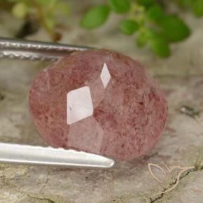Cuarzo fresa Rosado medio natural de 4.49 ct, Redondo, Translúcido