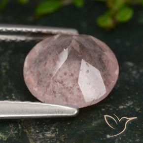 Cuarzo fresa Rosado claro natural de 1.73 ct, Redondo, Translúcido