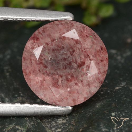 1.93ct Natural Rosado medio Cuarzo fresa, Redondo, Translúcido