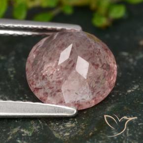 Cuarzo fresa Rosado medio natural de 1.93 ct, Redondo, Translúcido