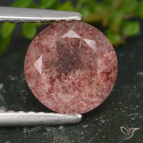 1.80ct Natural Rosado medio Cuarzo fresa, Redondo, Translúcido