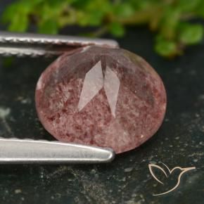 Cuarzo fresa Rosado medio natural de 1.80 ct, Redondo, Translúcido
