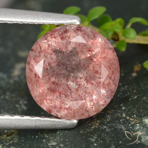 1.78ct Natural Rosado medio Cuarzo fresa, Redondo, Translúcido
