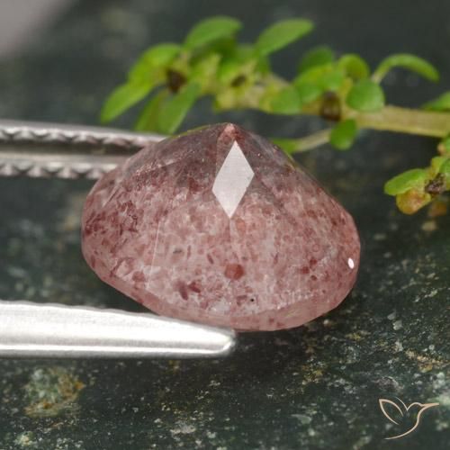 Cuarzo fresa Rosado medio natural de 1.78 ct, Redondo, Translúcido