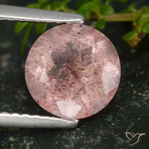 1.60ct Natural Rosado claro medio Cuarzo fresa, Redondo, Translúcido
