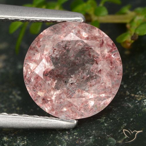 2.01ct Natural Rosado claro Cuarzo fresa, Redondo, Translúcido