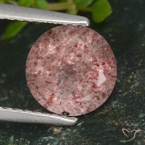 1.67ct Natural Rosa oscuro Cuarzo fresa, Redondo, Translúcido