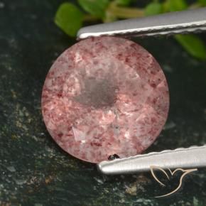 Cuarzo fresa Rosa oscuro natural de 1.67 ct, Redondo, Translúcido