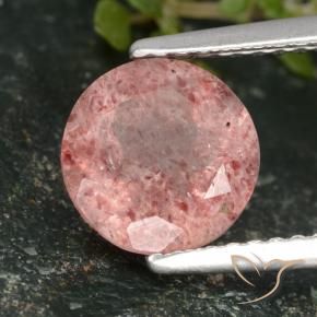 Cuarzo fresa Rosado terroso natural de 1.80 ct, Redondo, Translúcido