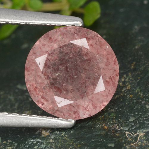 1.77ct Natural Rosado claro medio Cuarzo fresa, Redondo, Translúcido