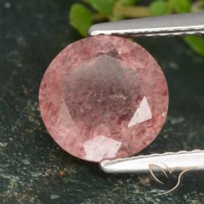 Cuarzo fresa Rosado claro medio natural de 1.77 ct, Redondo, Translúcido