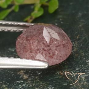 Cuarzo fresa Rosado claro medio natural de 1.77 ct, Redondo, Translúcido