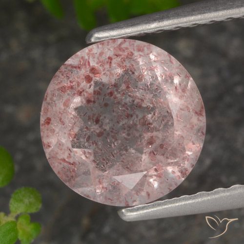 1.82ct Natural Rosado claro Cuarzo fresa, Redondo, Translúcido
