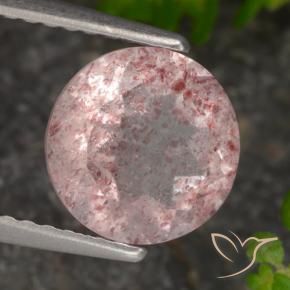 Cuarzo fresa Rosado claro natural de 1.82 ct, Redondo, Translúcido