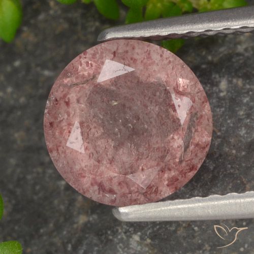 1.68ct Natural Rosado medio Cuarzo fresa, Redondo, Translúcido
