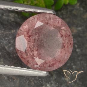 Cuarzo fresa Rosado medio natural de 1.68 ct, Redondo, Translúcido