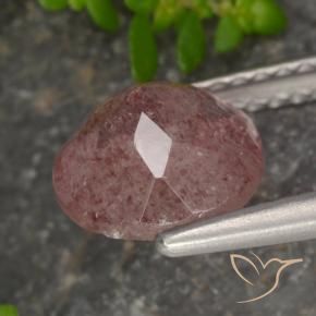 Cuarzo fresa Rosado medio natural de 1.68 ct, Redondo, Translúcido