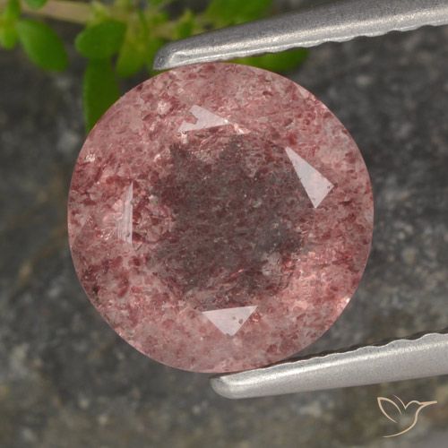 1.78ct Natural Rosa rosado Cuarzo fresa, Redondo, Translúcido