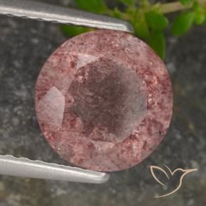 Cuarzo fresa Rosa rosado natural de 1.78 ct, Redondo, Translúcido