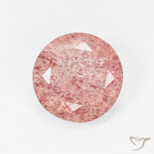 1.58ct Natural Rosado terroso Cuarzo fresa, Redondo, Translúcido
