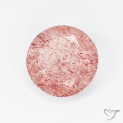 Cuarzo fresa Rosado terroso natural de 1.58 ct, Redondo, Translúcido