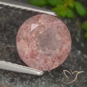 Cuarzo fresa Rosado claro natural de 1.85 ct, Redondo, Translúcido