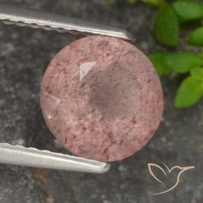 Cuarzo fresa Rosado terroso natural de 1.80 ct, Redondo, Translúcido