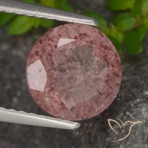 Cuarzo fresa Rosado medio natural de 1.94 ct, Redondo, Translúcido