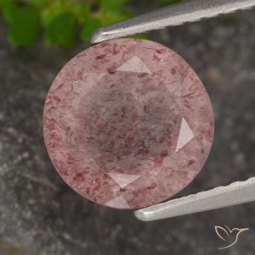 1.71ct Natural Tono rosado Cuarzo fresa, Redondo, Translúcido