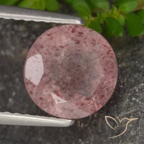 Cuarzo fresa Tono rosado natural de 1.71 ct, Redondo, Translúcido